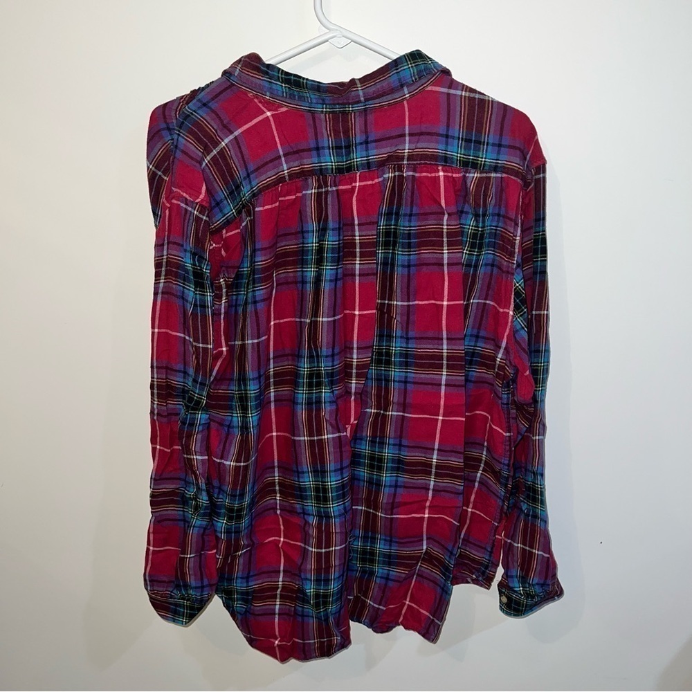 Chaps Denim Women’s Plus Size 2X Plaid Button-Up Tunic Shirt - Picture 2 of 7